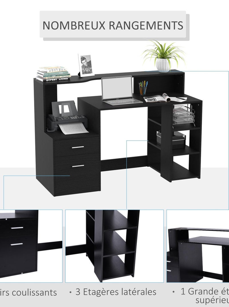 Bureau informatique 137 L x 55 l x 92 H cm noir Noir - Kiabi