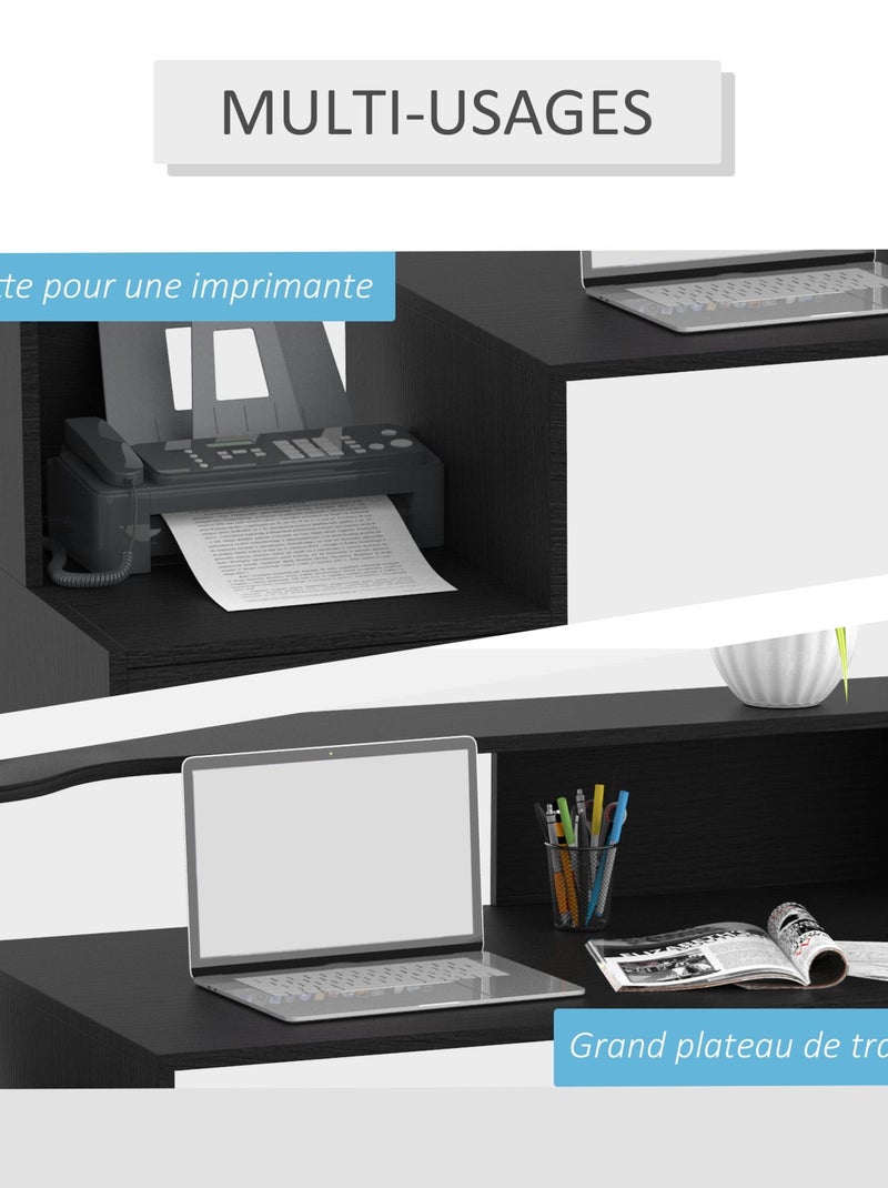 Bureau informatique 137 L x 55 l x 92 H cm noir Noir - Kiabi