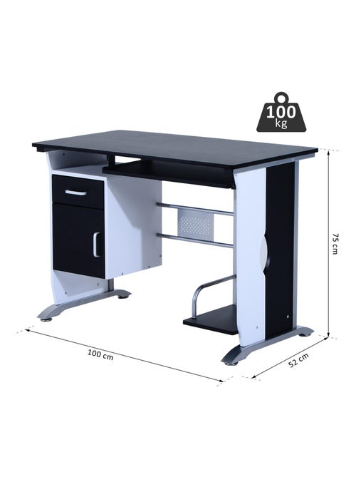 Bureau informatique design MDF noir et blanc - Kiabi