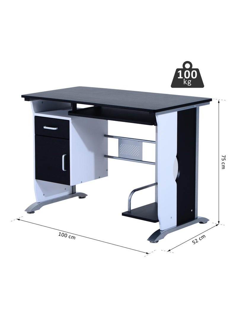 Bureau informatique design MDF noir et blanc Noir - Kiabi