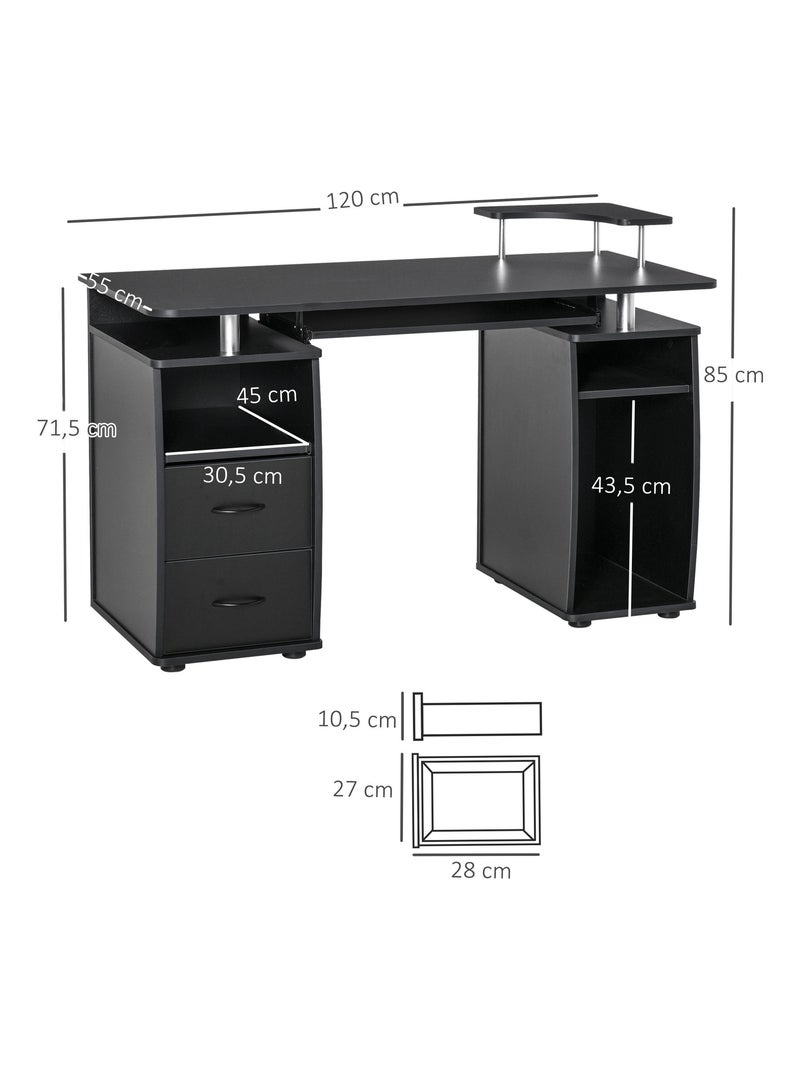Bureau informatique design multi-rangements Noir - Kiabi