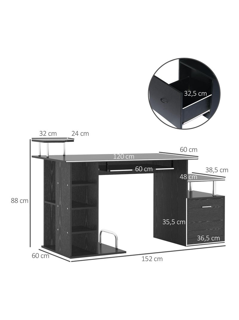 Bureau informatique en MDF noir - HOMCOM Noir - Kiabi
