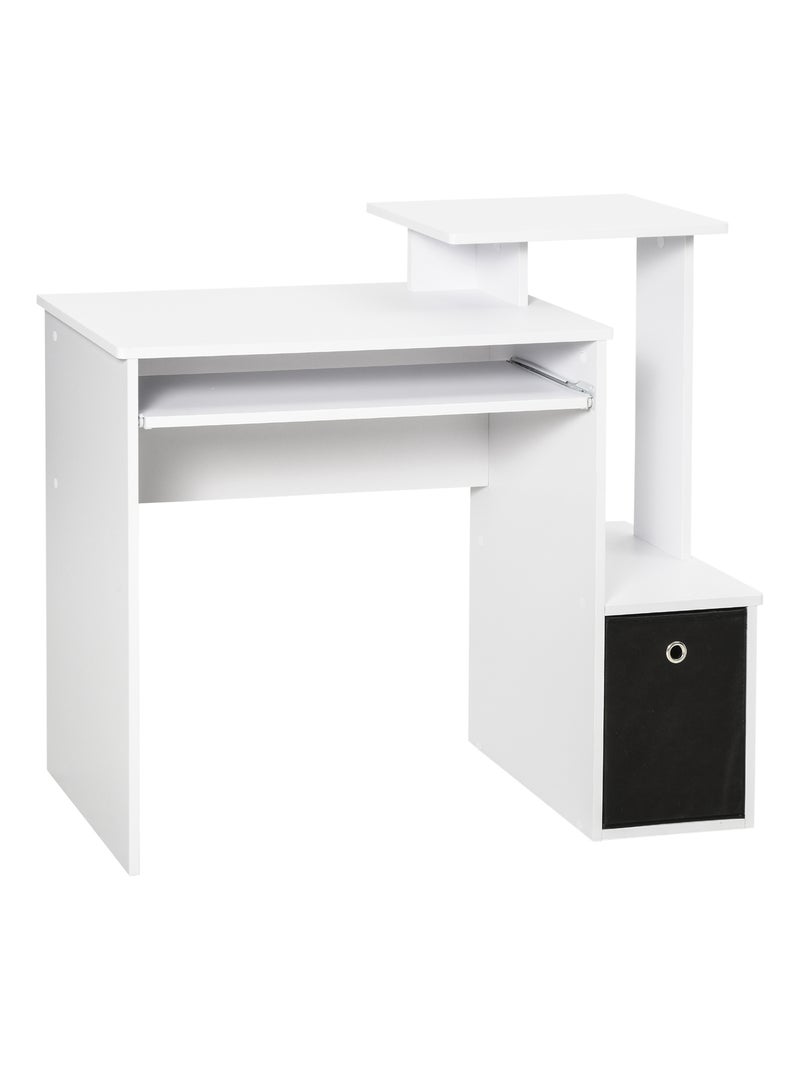 Bureau informatique étagères tablette clavier panier panneaux particules Blanc Blanc - Kiabi