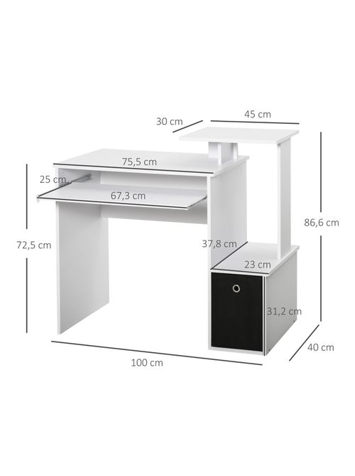 Bureau informatique étagères tablette clavier panier panneaux particules - Kiabi