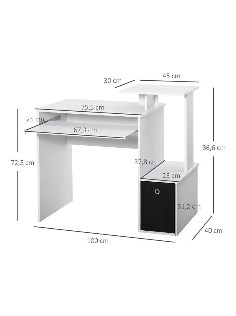 Bureau informatique étagères tablette clavier panier panneaux particules Blanc Blanc - Kiabi