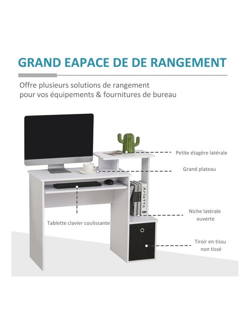 Bureau informatique étagères tablette clavier panier panneaux particules - Kiabi