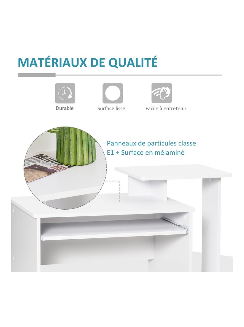 Bureau informatique étagères tablette clavier panier panneaux particules Blanc Blanc - Kiabi