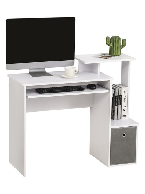 Bureau informatique étagères tablette clavier panier panneaux particules - Kiabi