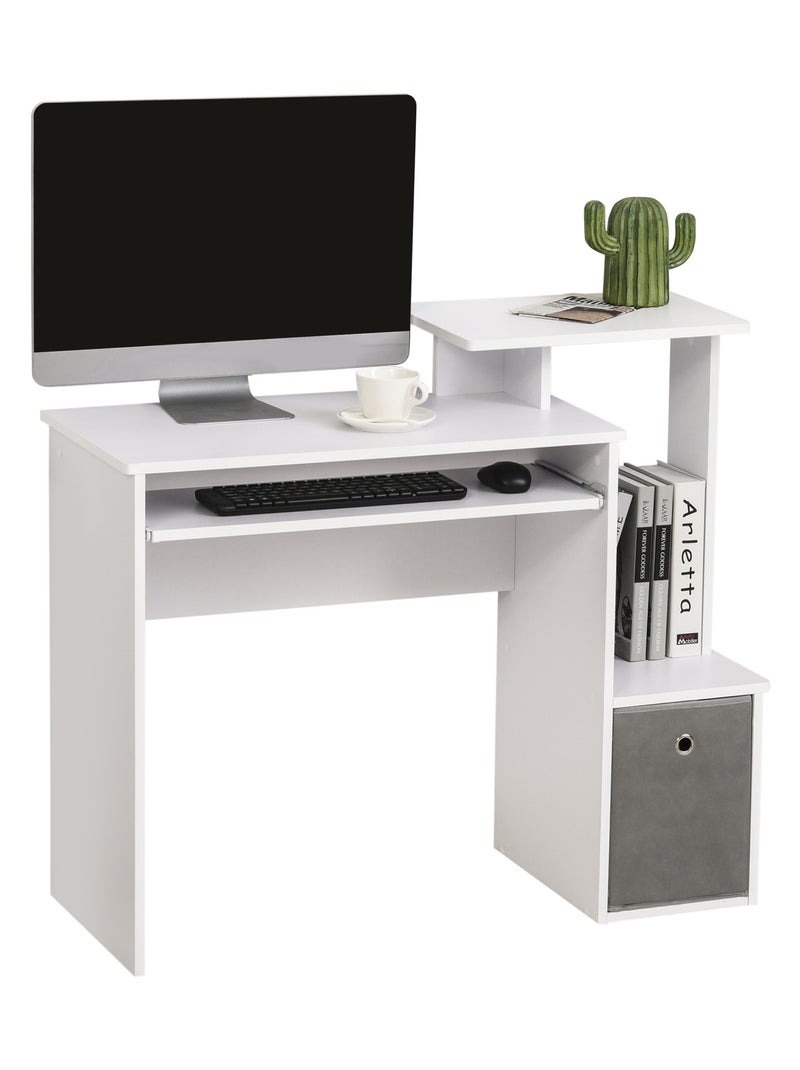 Bureau informatique étagères tablette clavier panier panneaux particules Blanc Blanc - Kiabi