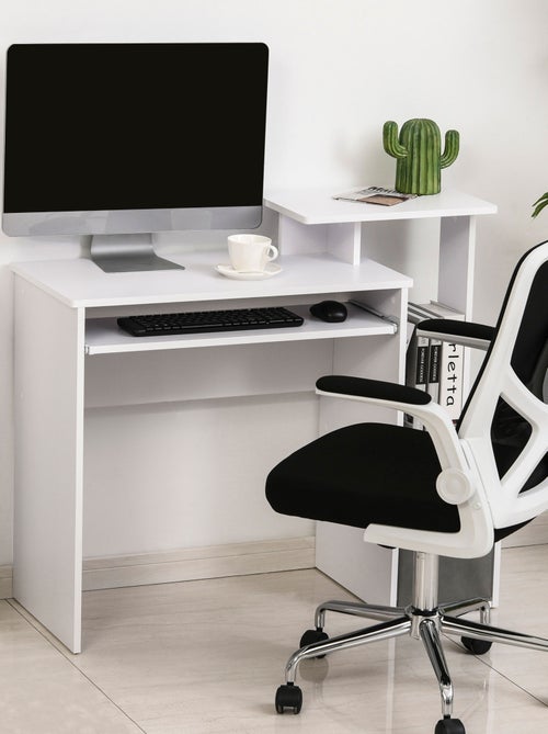 Bureau informatique étagères tablette clavier panier panneaux particules - Kiabi Bureau informatique étagères tablette clavier panier panneaux particules - Kiabi