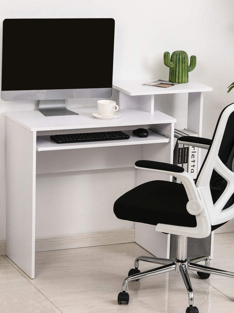 Bureau informatique étagères tablette clavier panier panneaux particules Blanc Blanc - Kiabi