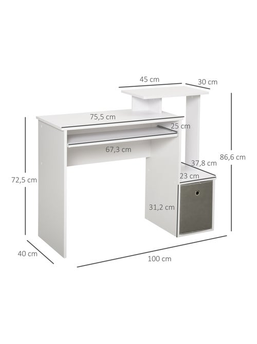 Bureau informatique étagères tablette clavier panier panneaux particules - Kiabi Bureau informatique étagères tablette clavier panier panneaux particules - Kiabi