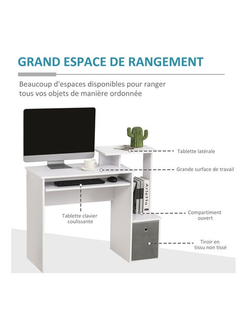Bureau informatique étagères tablette clavier panier panneaux particules - Kiabi Bureau informatique étagères tablette clavier panier panneaux particules - Kiabi