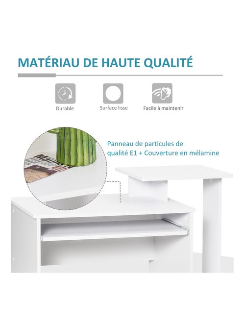 Bureau informatique étagères tablette clavier panier panneaux particules - Kiabi Bureau informatique étagères tablette clavier panier panneaux particules - Kiabi