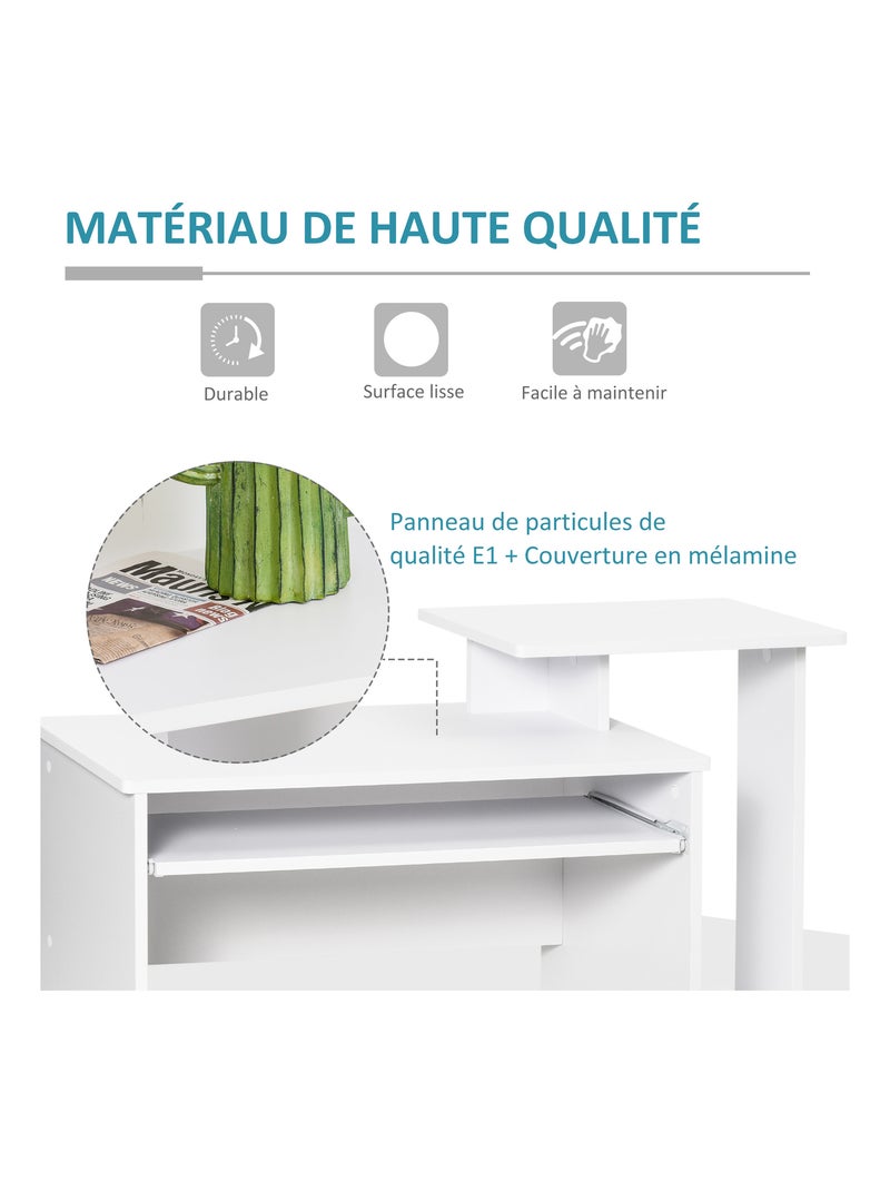 Bureau informatique étagères tablette clavier panier panneaux particules Blanc Blanc - Kiabi