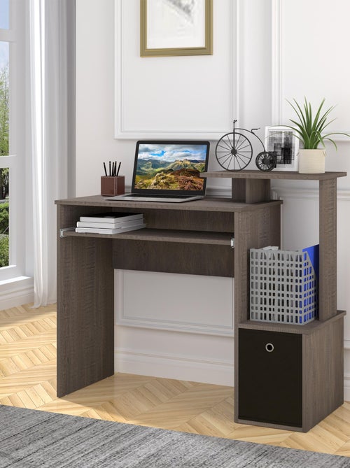 Bureau informatique étagères tablette clavier panier panneaux particules - Kiabi