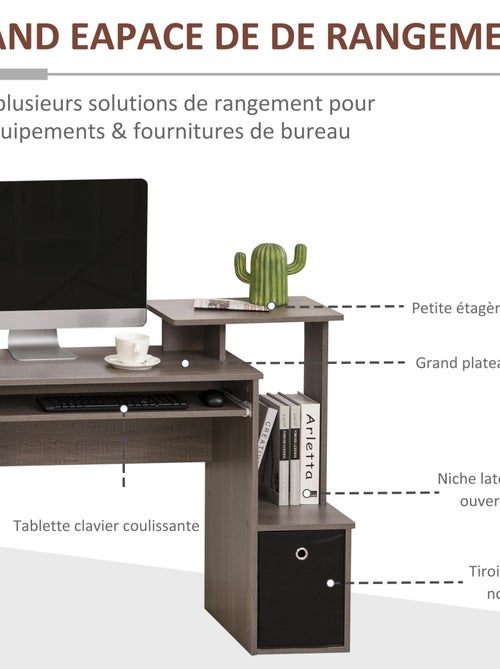 Bureau informatique étagères tablette clavier panier panneaux particules - Kiabi