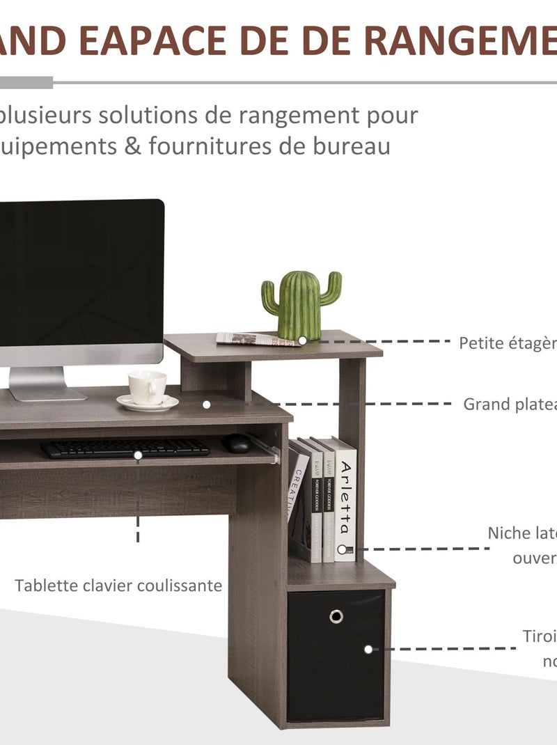 Bureau informatique étagères tablette clavier panier panneaux particules Gris - Kiabi