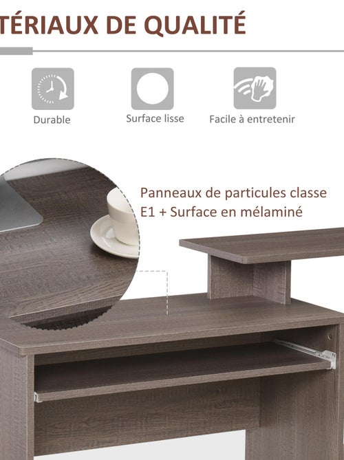 Bureau informatique étagères tablette clavier panier panneaux particules - Kiabi