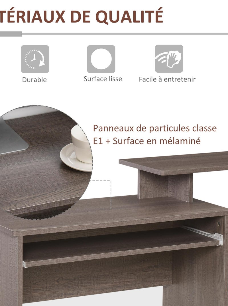 Bureau informatique étagères tablette clavier panier panneaux particules Gris - Kiabi