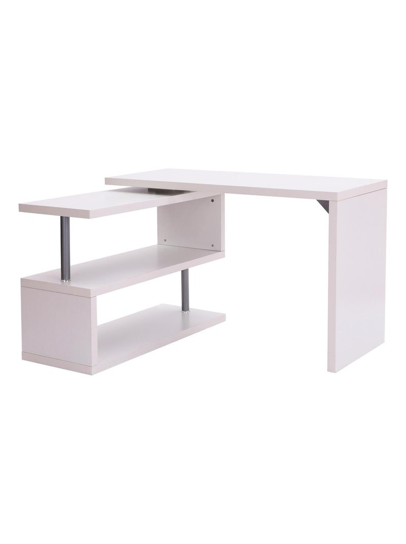 Bureau informatique modulable avec bibliothèque design métal chromé blanc - HOMCOM Blanc Blanc - Kiabi