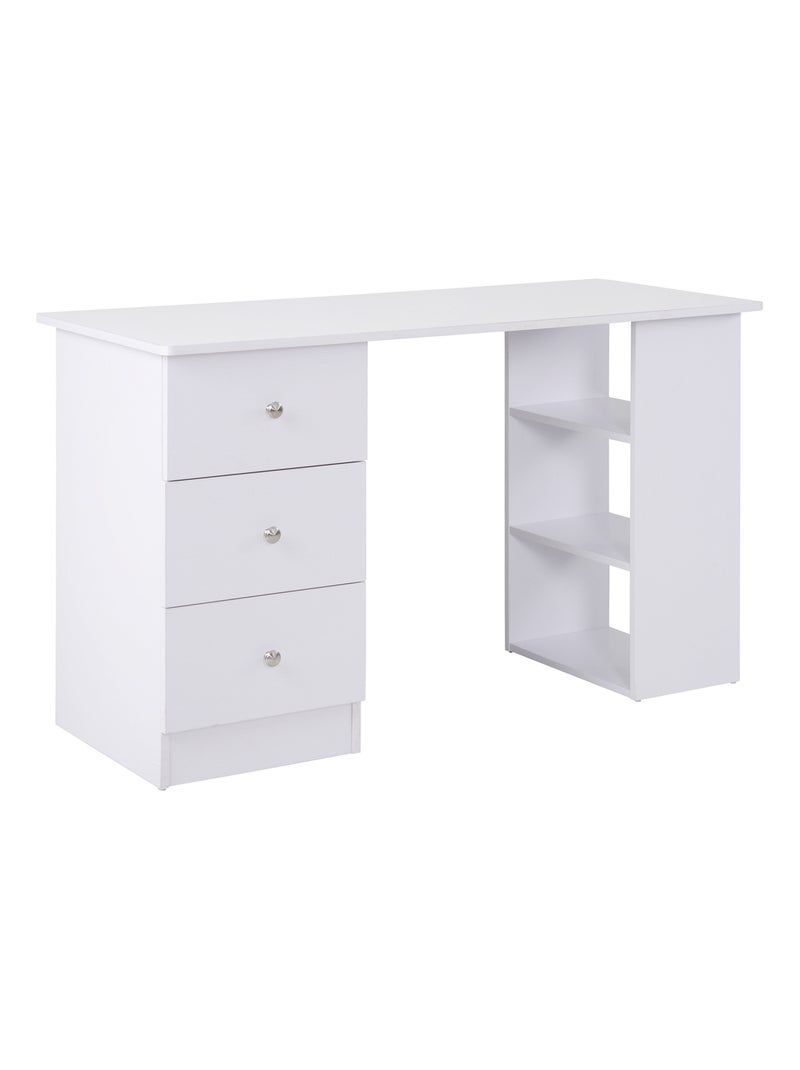 Bureau multimédia 3 tiroirs 2 étagères blanc Blanc Blanc - Kiabi