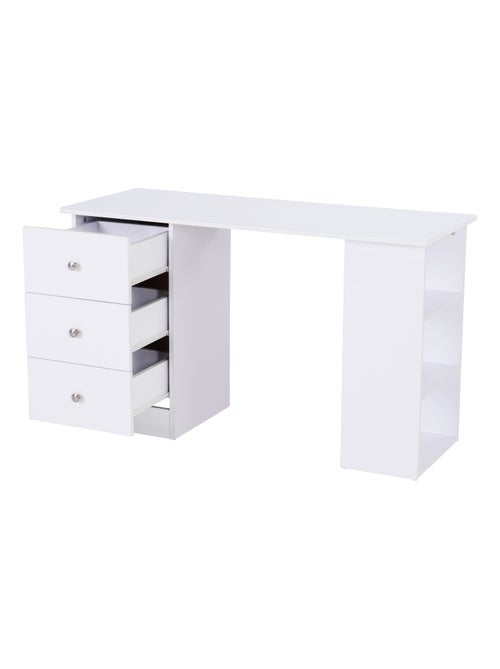 Bureau multimédia 3 tiroirs 2 étagères blanc - Kiabi