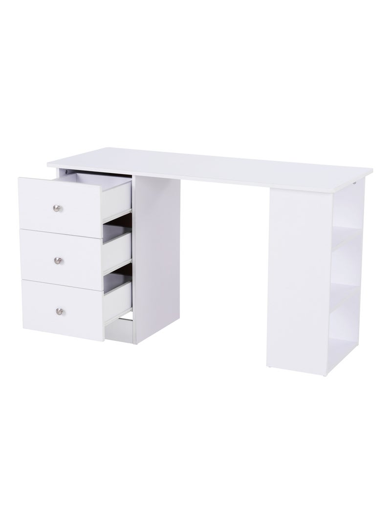 Bureau multimédia 3 tiroirs 2 étagères blanc Blanc Blanc - Kiabi