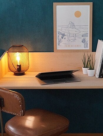 Bureau mural suspendu en hêtre naturel ARMAND