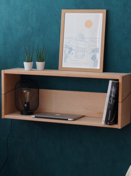 Bureau mural suspendu en hêtre naturel  ARMAND - Kiabi