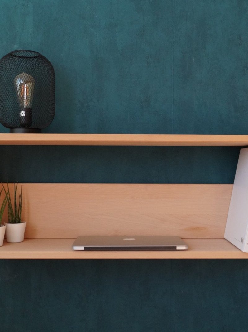 Bureau mural suspendu en hêtre naturel  ARMAND Bois naturel - Kiabi