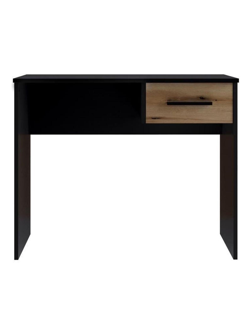 Bureau Petit Tiroir - noir et chêne - 90 x 50 x 74 - AUCUNE Noir Noir - Kiabi