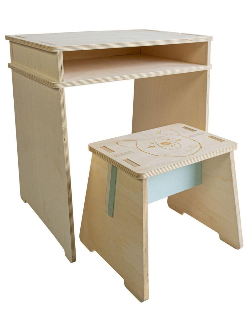 Bureau pour Enfant sans Clou ni vis - Bois Naturel contreplaqué - FSC 100% Beige - Kiabi