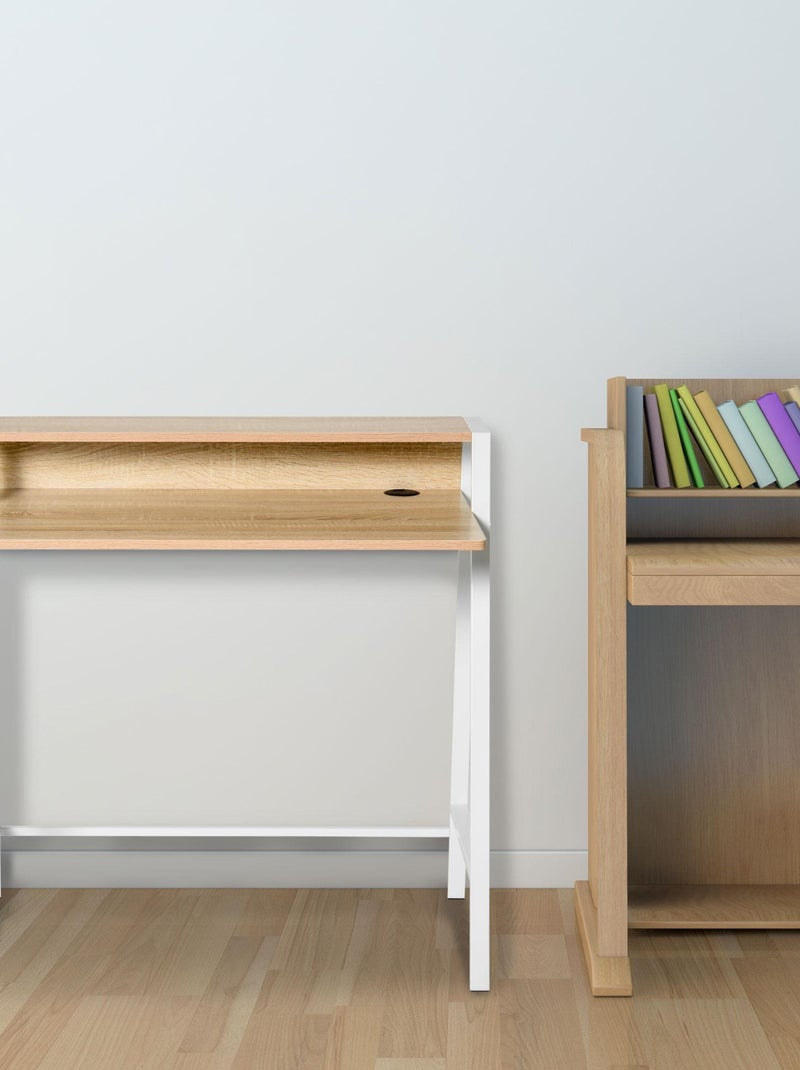 Bureau secrétaire néo-rétro avec étagère Beige - Kiabi