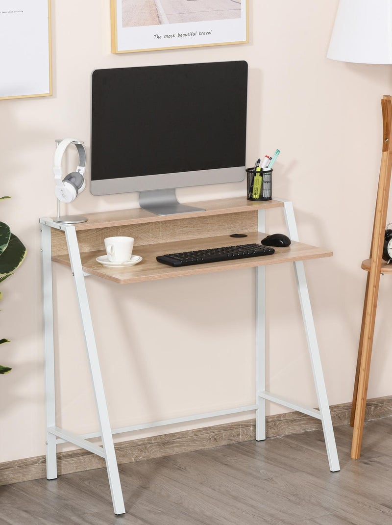 Bureau secrétaire néo-rétro avec étagère Beige - Kiabi