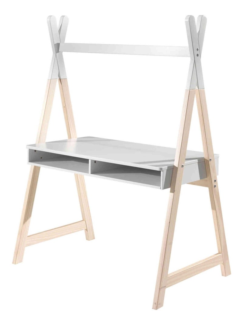 Bureau tipi 2 niches en bois Blanc - Kiabi