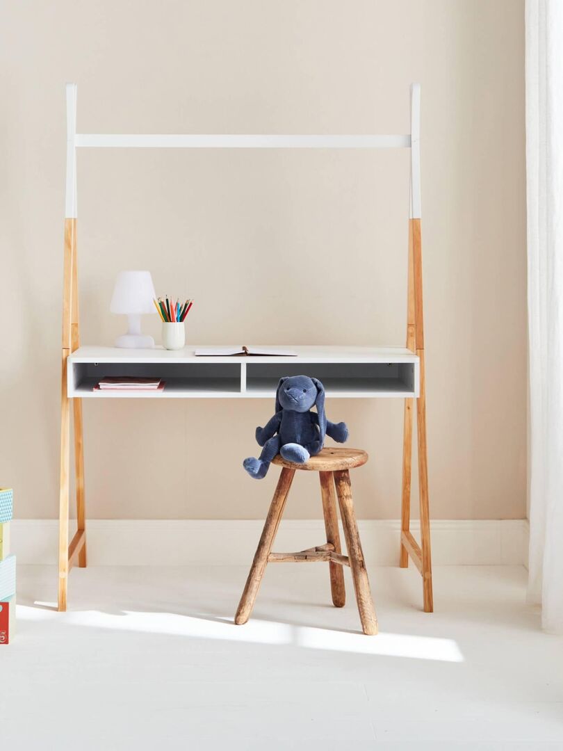 Meuble Rangement Enfant Tobias - 12 Casiers - MDF Naturel & Blanc - 84cm