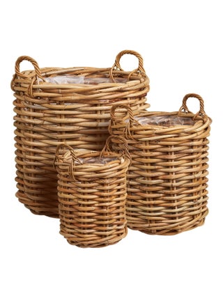 Burton Baskets - Paniers en rotin kubu, lot de 3, nature