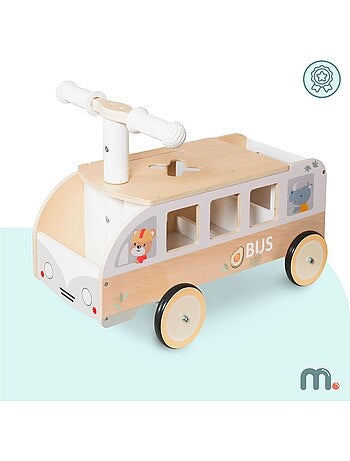 Bus porteur bois porteur enfant coffre jouets mamabrum