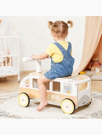 Bus porteur bois porteur enfant coffre jouets mamabrum