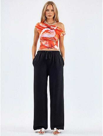 Pantalon de jogging en mélange de coton à jambe droite pour femme busem