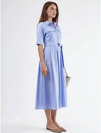 Busem robe chemise midi à rayures avec ceinture