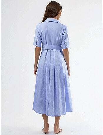Busem robe chemise midi à rayures avec ceinture