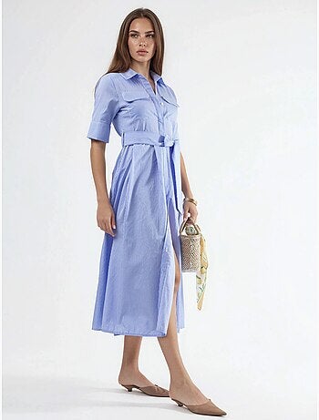 Busem robe chemise midi à rayures avec ceinture