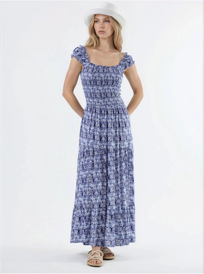 Busem robe longue à imprimé paisley et col carré Bleu marine - Kiabi