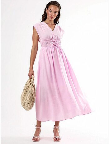 Busem robe midi à col v avec détail nœud