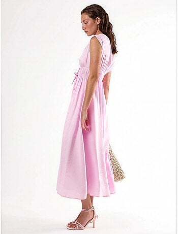 Busem robe midi à col v avec détail nœud