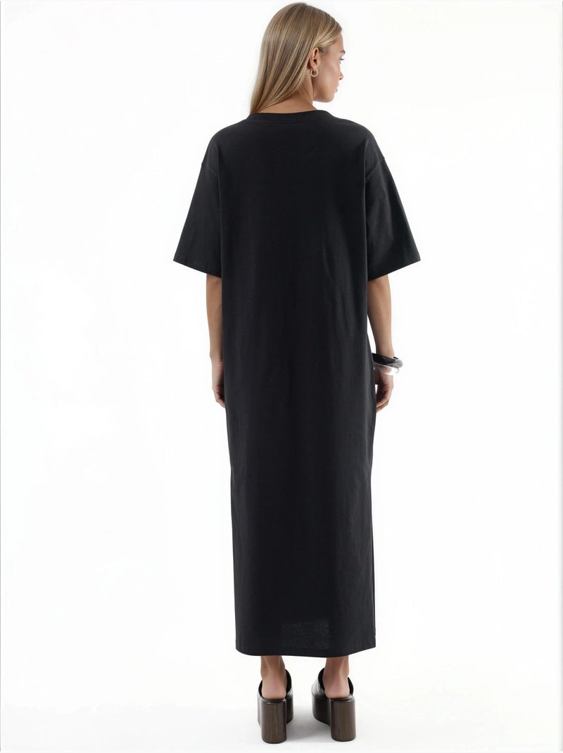 Busem robe midi coupe ample à col en v Noir - Kiabi