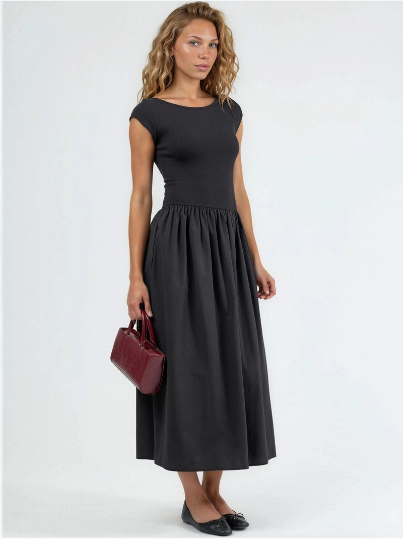 Busem robe midi décontractée à col rond Noir - Kiabi