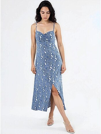 Busem robe midi nuisette fleurie à col cœur